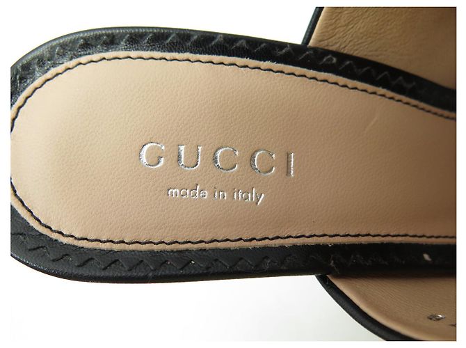 NEU GUCCI MALAGA CLOGS MIT KEILABSATZ 36.5 IT 37.5 FR GG LOGO Schwarz - Ansicht 6