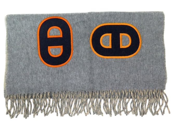Hermès NUOVA SCIARPA HERMES REVERSIBILE MAILLONS COLORES GRIGIO BEIGE CASHMERE SCARF - vista 2