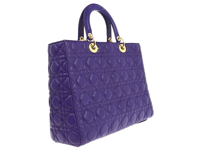 Christian Dior Lady Dior Cannage Quilt Lambskin Large Porpora - vista 2