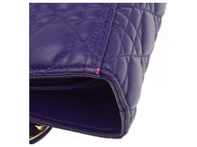 Christian Dior Lady Dior Cannage Quilt Lambskin Large Porpora - vista 7