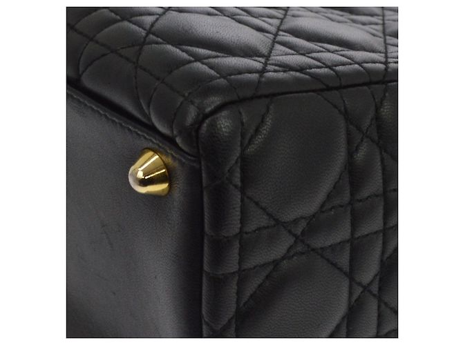 Christian Dior Lady Dior Cannage Quilt Lambskin Large Nero - vista 5