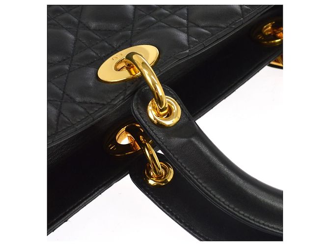 Christian Dior Lady Dior Cannage Quilt Lambskin Large Nero - vista 7