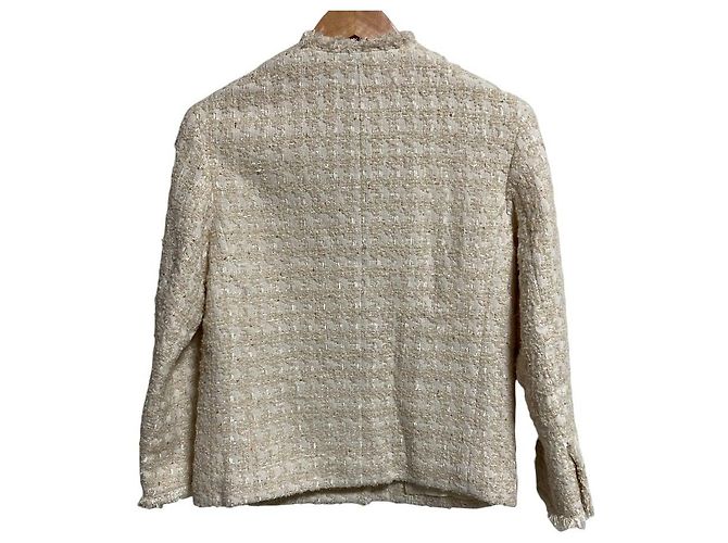 Autre Marque BEIGE MONGE Spangle Tweed Collarless Jacket - view 2