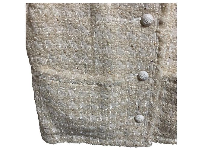 Autre Marque BEIGE MONGE Spangle Tweed Collarless Jacket - view 5