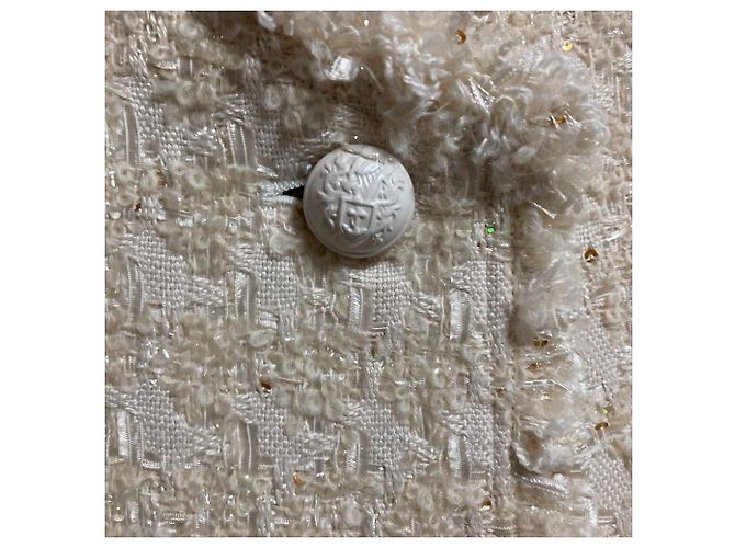 Autre Marque BEIGE MONGE Spangle Tweed Collarless Jacket - view 6