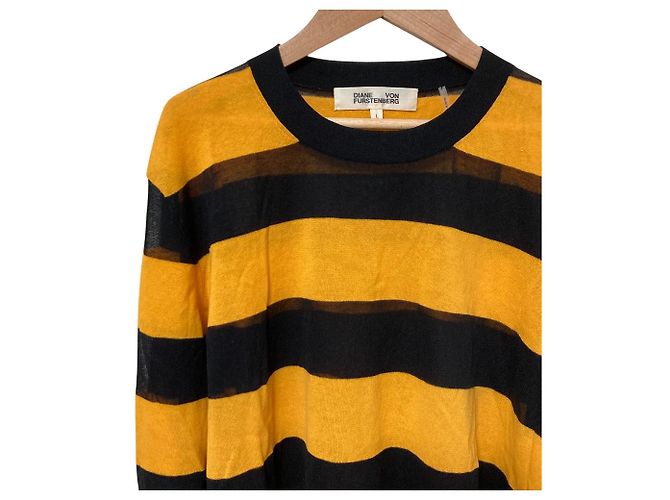Autre Marque Diane von Furstenberg Stricktop Schwarz Gelb - Ansicht 3