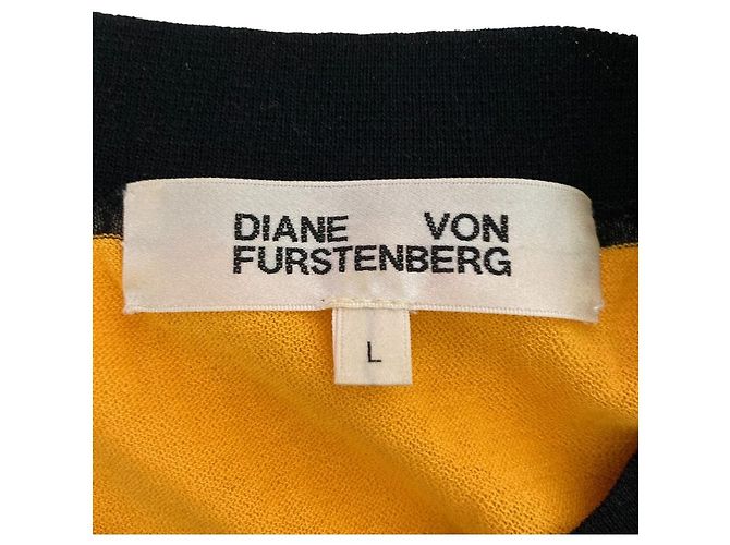 Autre Marque Diane von Furstenberg Stricktop Schwarz Gelb - Ansicht 4