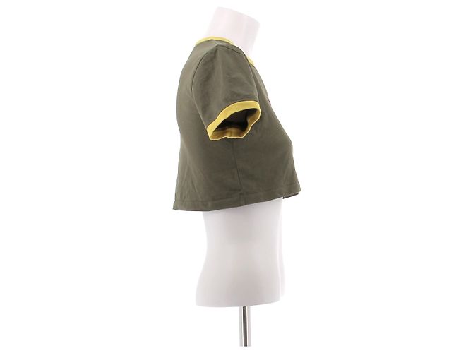 Miu Miu Crop Top in Khaki und Gelb - Ansicht 3