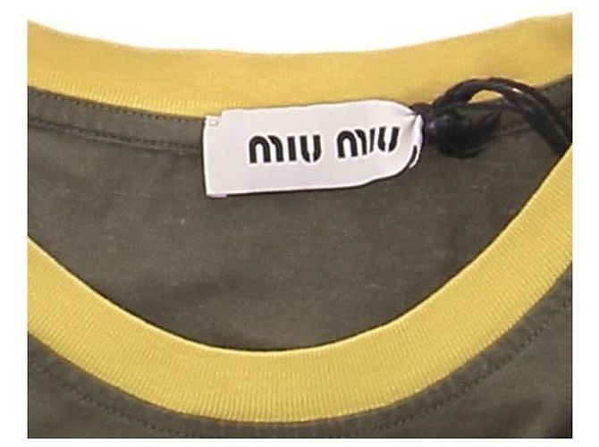 Miu Miu Crop Top in Khaki und Gelb - Ansicht 5