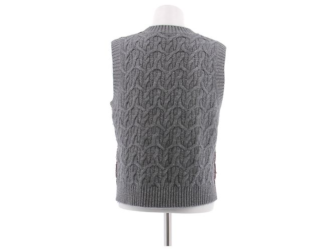 Ganni Pull sans manches bicolore Grey - view 2