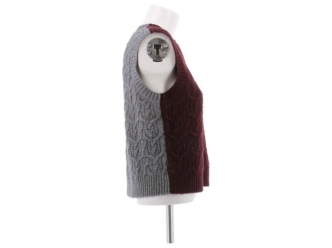 Ganni Pull sans manches bicolore Grey - view 3