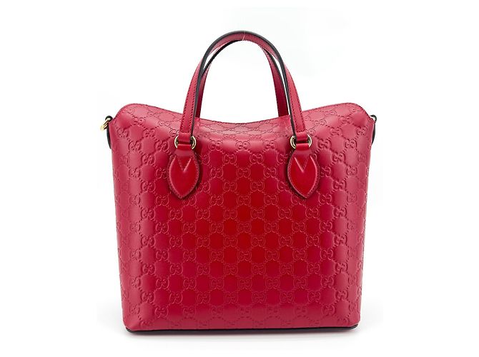 Gucci Signature Fold Over Guccissima Leather Medium Rosso - vista 2