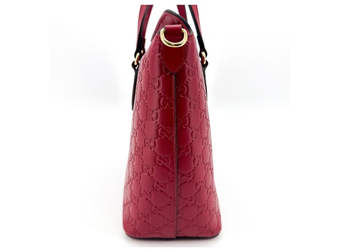 Gucci Signature Fold Over Guccissima Leather Medium Rosso - vista 3