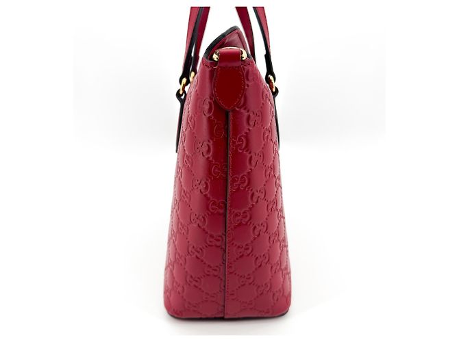 Gucci Signature Fold Over Guccissima Leather Medium Rosso - vista 4