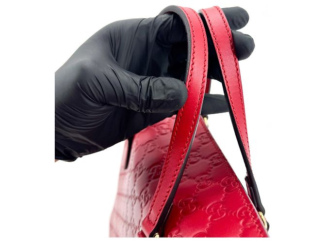 Gucci Signature Fold Over Guccissima Leather Medium Rosso - vista 7