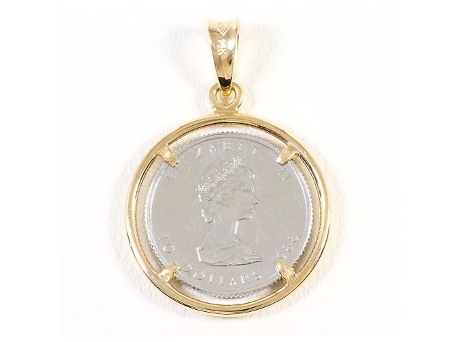 Autre Marque Collana con pendente in oro giallo 14K e platino D'oro - vista 2