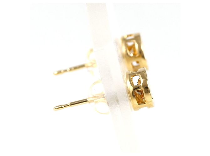 Autre Marque Pendientes de botón en oro amarillo 18K con diamantes marrones Castaño Dorado - vista 2