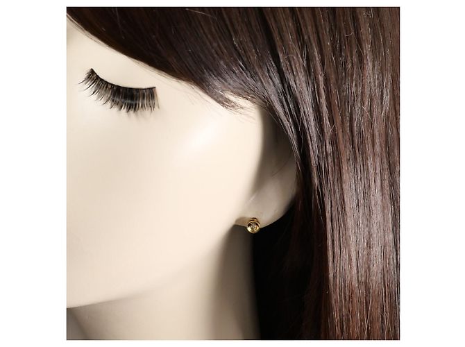 Autre Marque Pendientes de botón en oro amarillo 18K con diamantes marrones Castaño Dorado - vista 4