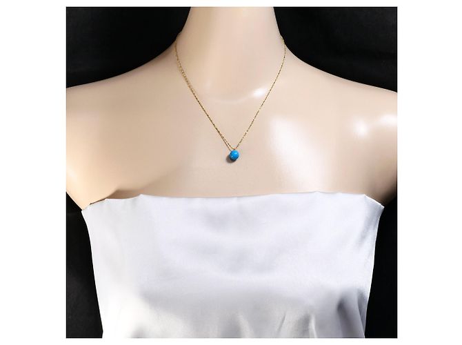 Autre Marque Colar em ouro amarelo 18K com turquesa Dourado - vista 5