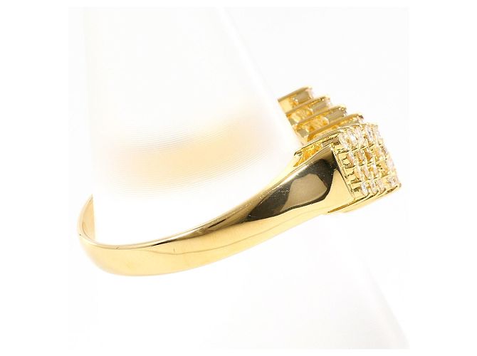 Autre Marque Bague alliance en or jaune 18K avec diamant Doré - vue 3