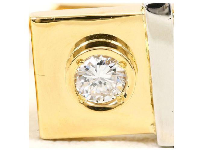 Autre Marque Abotoaduras elegantes de platina e ouro com detalhes em diamante Dourado - vista 2