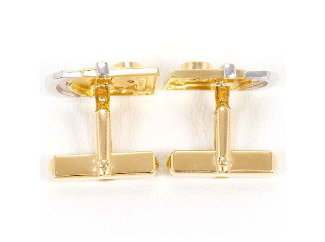 Autre Marque Abotoaduras elegantes de platina e ouro com detalhes em diamante Dourado - vista 3