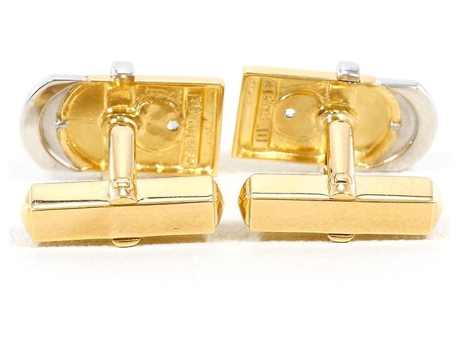 Autre Marque Abotoaduras elegantes de platina e ouro com detalhes em diamante Dourado - vista 4