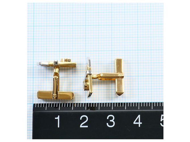 Autre Marque Abotoaduras elegantes de platina e ouro com detalhes em diamante Dourado - vista 6
