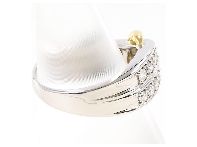 Autre Marque Ehering aus 18K Gelbgold und Platin mit Diamant Golden - Ansicht 3