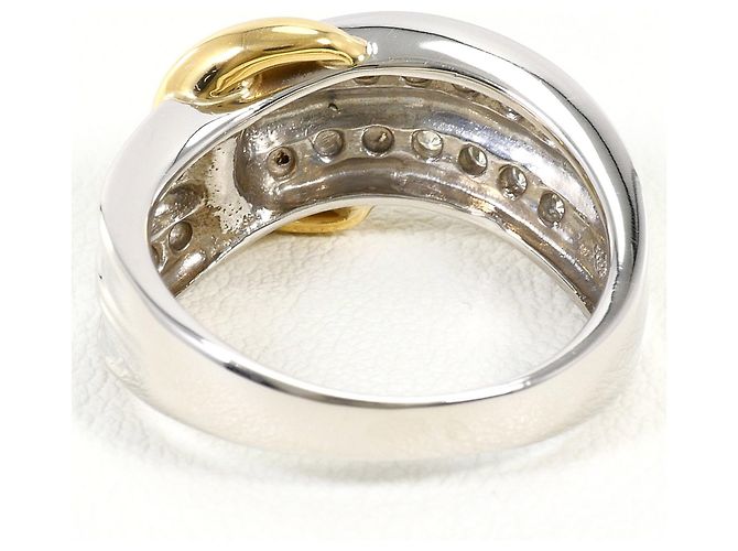 Autre Marque Ehering aus 18K Gelbgold und Platin mit Diamant Golden - Ansicht 4