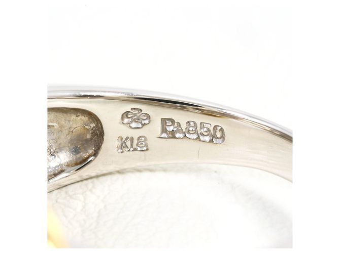 Autre Marque Ehering aus 18K Gelbgold und Platin mit Diamant Golden - Ansicht 5