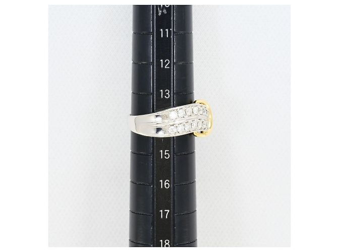 Autre Marque Ehering aus 18K Gelbgold und Platin mit Diamant Golden - Ansicht 7