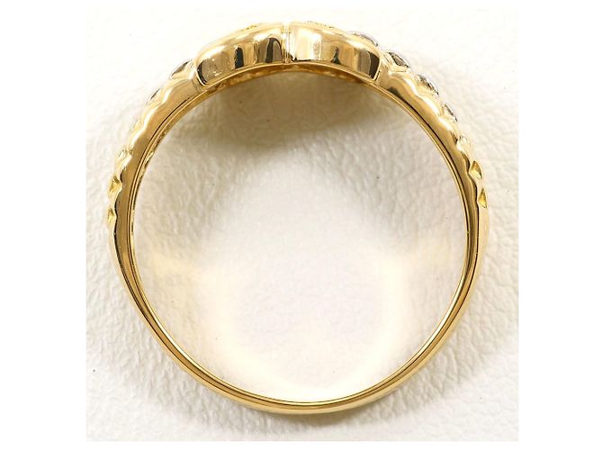 Autre Marque Anello fede in oro giallo 18K e platino con diamanti D'oro - vista 2