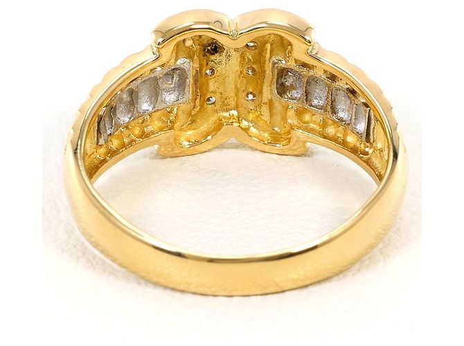 Autre Marque Anello fede in oro giallo 18K e platino con diamanti D'oro - vista 3