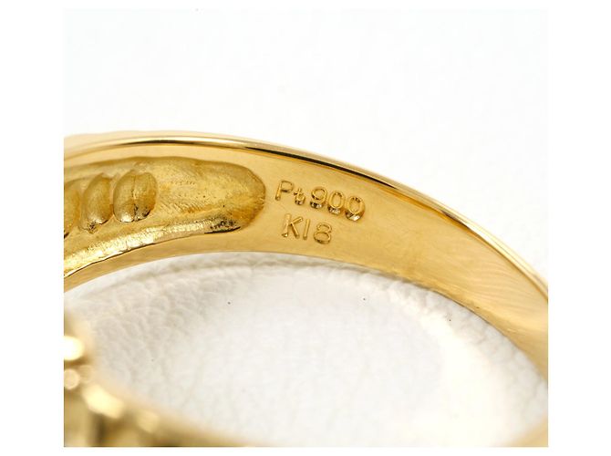 Autre Marque Anello fede in oro giallo 18K e platino con diamanti D'oro - vista 4