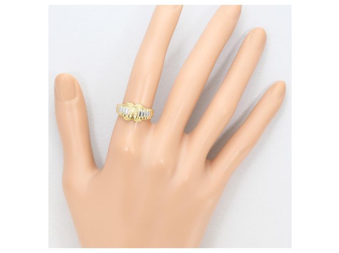 Autre Marque Anello fede in oro giallo 18K e platino con diamanti D'oro - vista 6