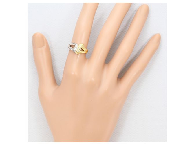 Autre Marque Anello fede in platino PT850 e oro giallo 18K con diamante D'oro - vista 6