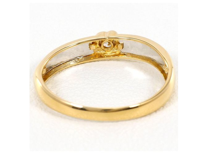 Autre Marque Anello fede in platino e oro giallo con diamante D'oro - vista 3