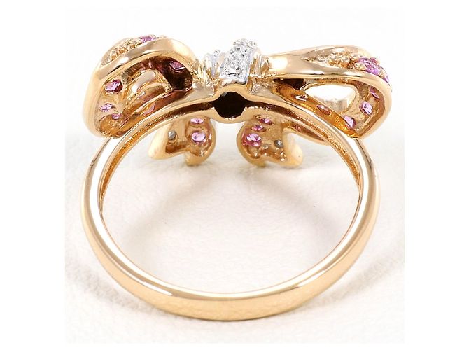 Autre Marque 10K Roségold Bandring mit Diamant und Saphir Pink Golden - Ansicht 3