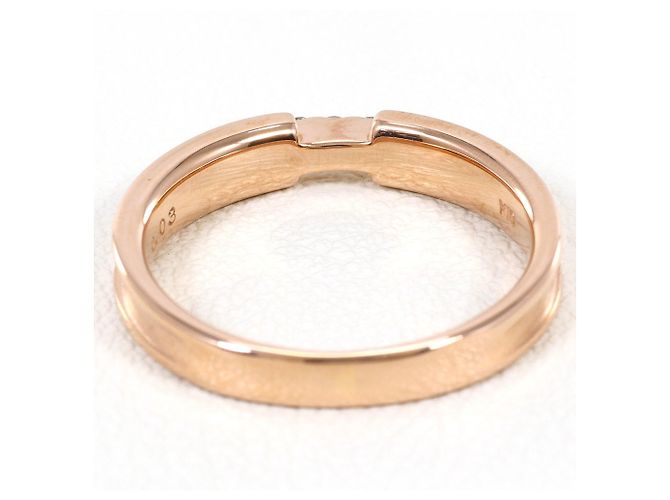 Autre Marque Anello a fascia in oro rosa 10K con diamante D'oro - vista 3