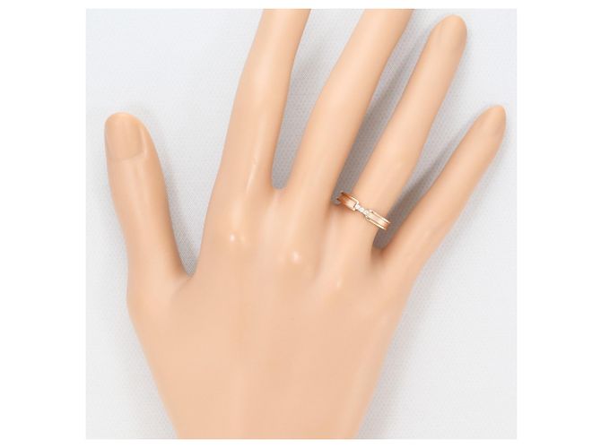 Autre Marque Anello a fascia in oro rosa 10K con diamante D'oro - vista 6