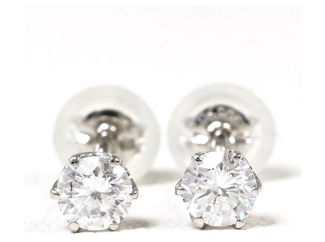 Autre Marque PT900 Platin Diamant-Stecker-Ohrringe - Ansicht 2