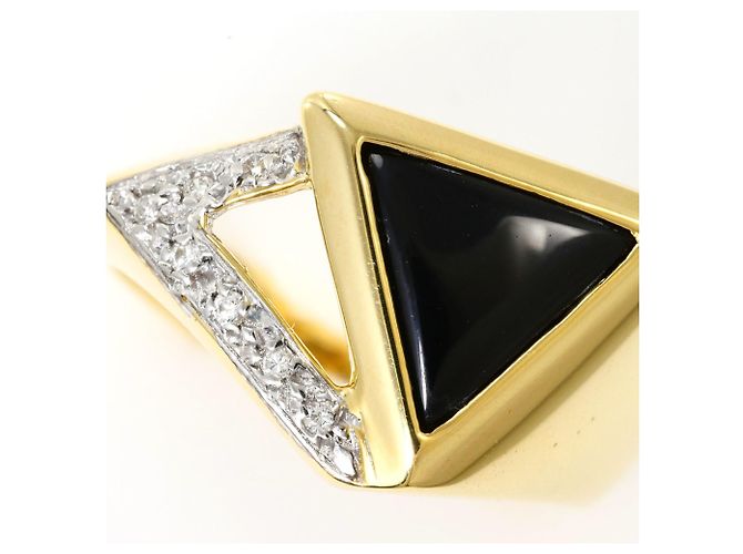 Autre Marque Anello a fascia in oro 18K con diamante e onice D'oro - vista 2