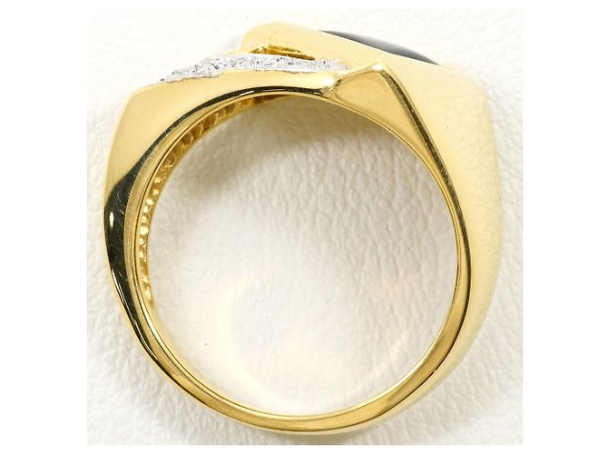 Autre Marque Anello a fascia in oro 18K con diamante e onice D'oro - vista 3