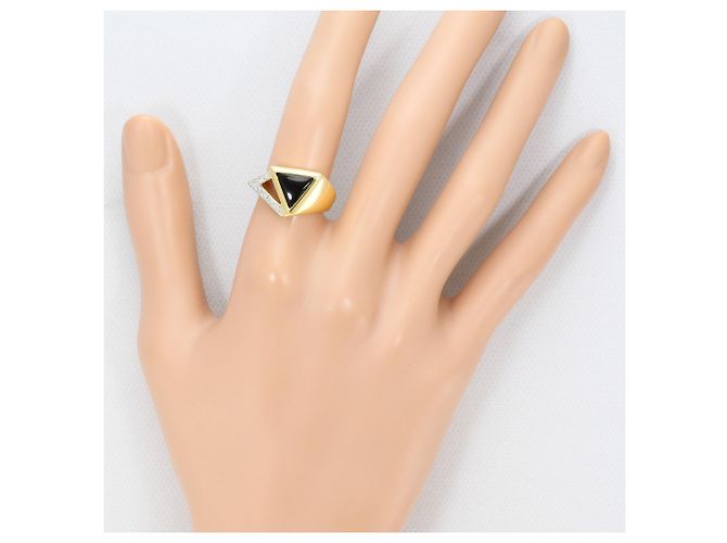Autre Marque Anello a fascia in oro 18K con diamante e onice D'oro - vista 6