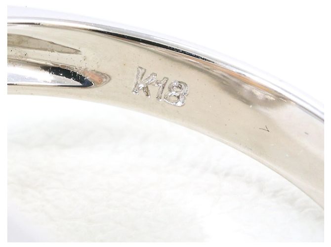 Autre Marque Anel aliança em ouro branco 18K com diamante e concha Dourado - vista 5