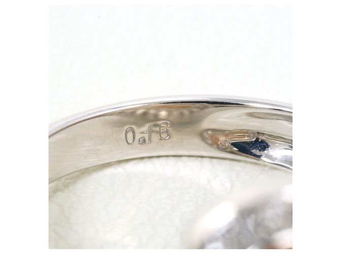 Autre Marque Anel aliança em ouro branco 18K com diamante e concha Dourado - vista 6
