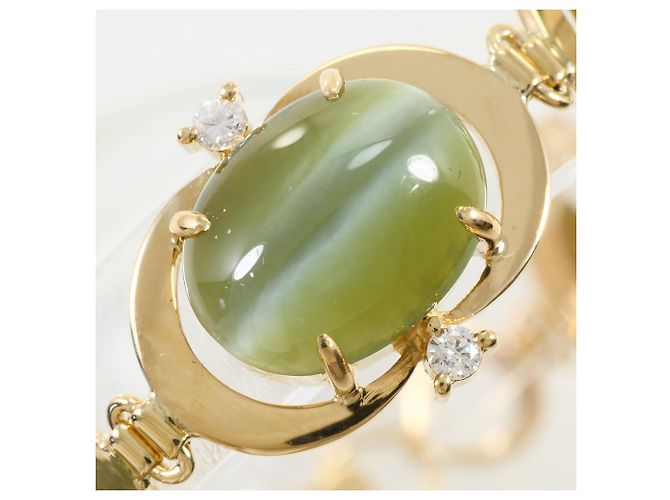 Autre Marque Bracciale con charm in oro giallo 10K con occhio di gatto e diamante D'oro - vista 2