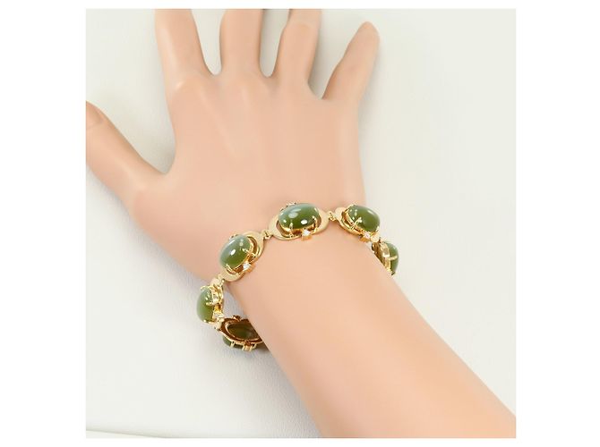 Autre Marque Bracciale con charm in oro giallo 10K con occhio di gatto e diamante D'oro - vista 6