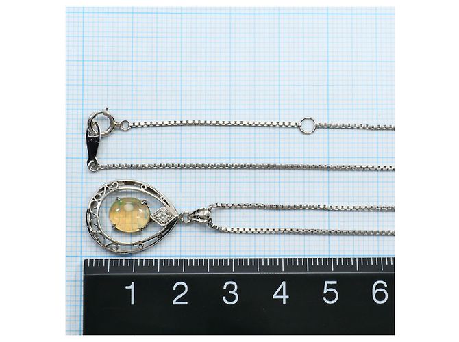 Autre Marque Collana in Platino PT850 con Opale di Fuoco e Diamante - vista 6